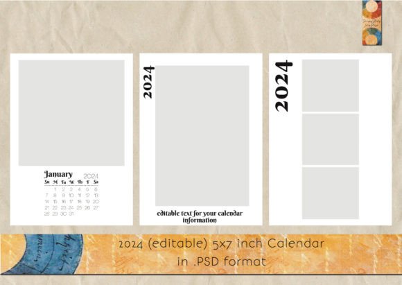 2024 Editable 5 X 7 in Calendar Template
