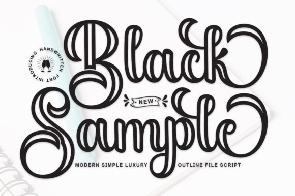 Black Sample Outline: Elevating Design with Classic Script Elegance