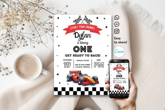 Racing Car Birthday Invitation Template