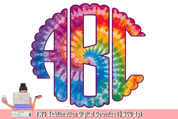 Summer Rainbow Tie Dye Monogram Set